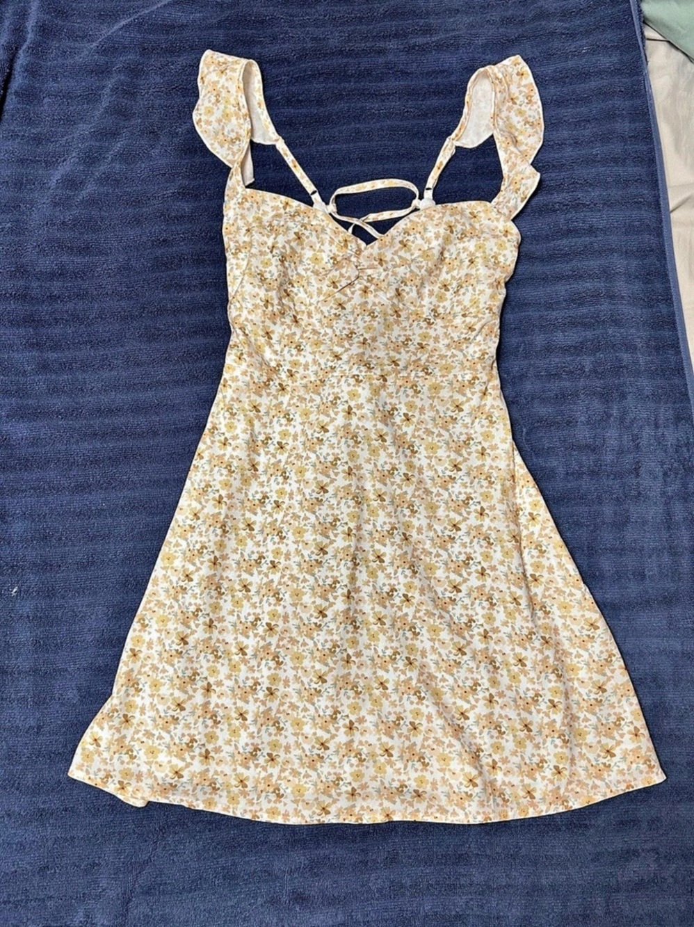 Princess Polly Nellie Mini Dress Floral White & Yellow Size 4
